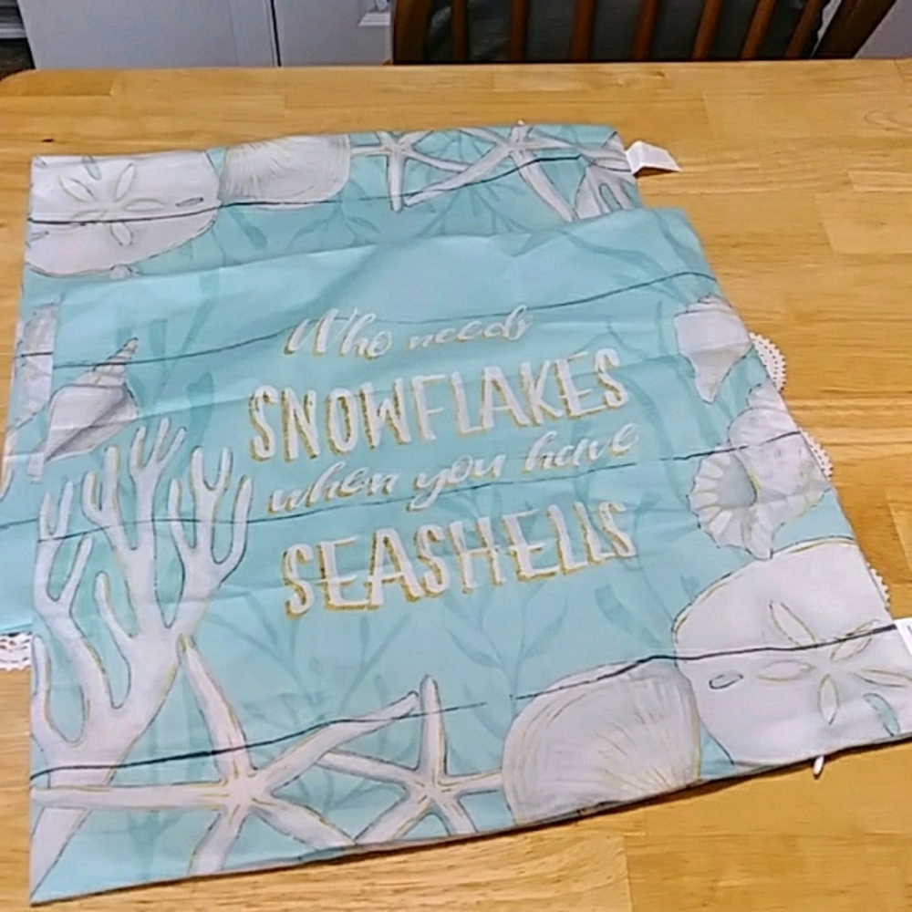 Christmas Beach Theme pastels with seashells  pillow covers Nwot